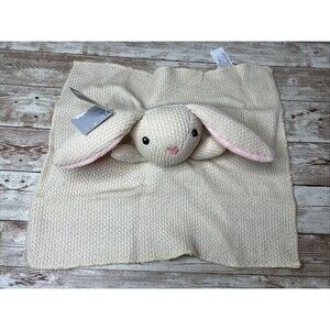 Moon and Stars Bunny Rabbit Baby Lovey - Beige Knit Lightweight Security Blanket